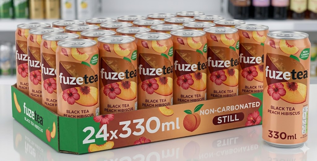 Dranken - Frisdrank - Fuzetea Black Tea Peach Hibiscus 24x330ml (€16,99 + €3,60 statiegeld)