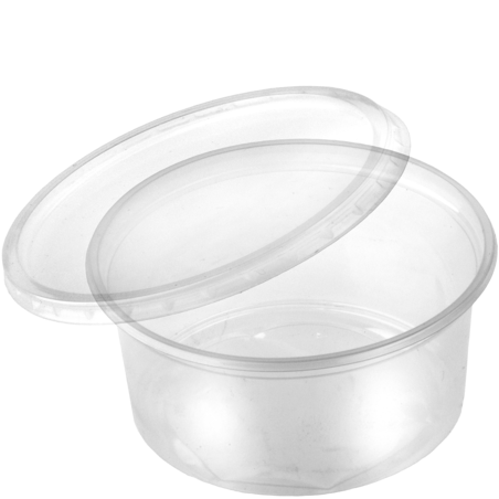 Disposables - Plastic - Sausbakjes 80ml met deksels x1000