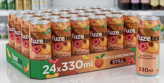Dranken - Frisdrank - Fuzetea Black Tea Peach Hibiscus 24x330ml (€16,99 + €3,60 statiegeld)